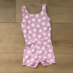 Tullabee Pink Daisy Print Girls Active Romper
